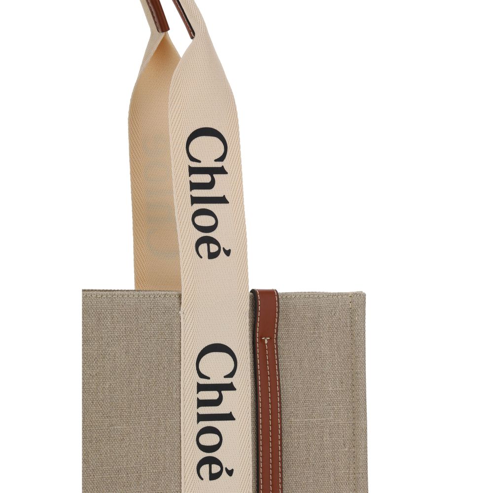 Bolso Bandolera Woody Chloé Ligero Y Estructurado En Lino Beige