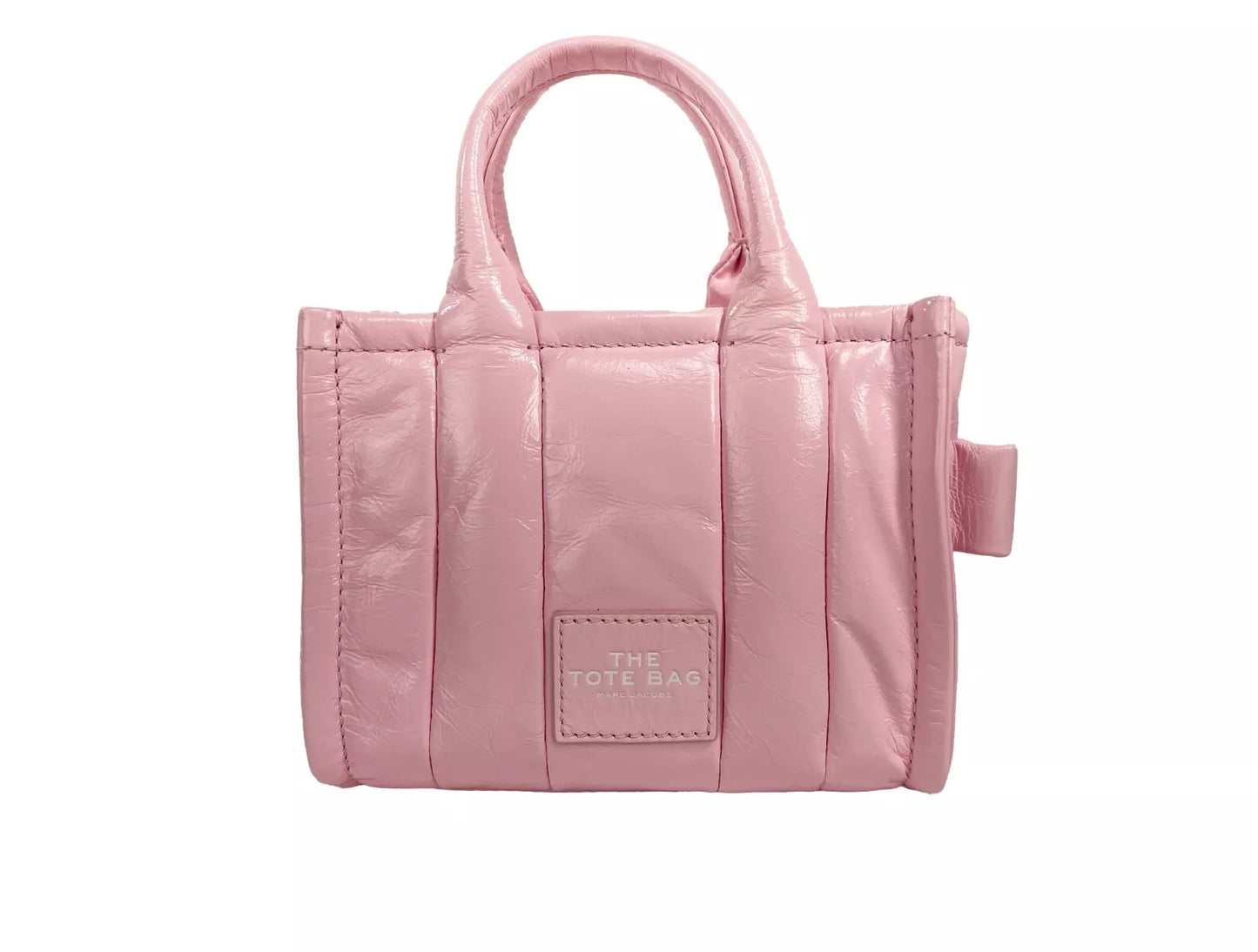 Sac croisé Marc Jacobs The Shiny Crinkle Micro Tote en cuir bulles rose