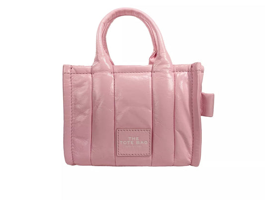 Sac croisé Marc Jacobs The Shiny Crinkle Micro Tote en cuir bulles rose