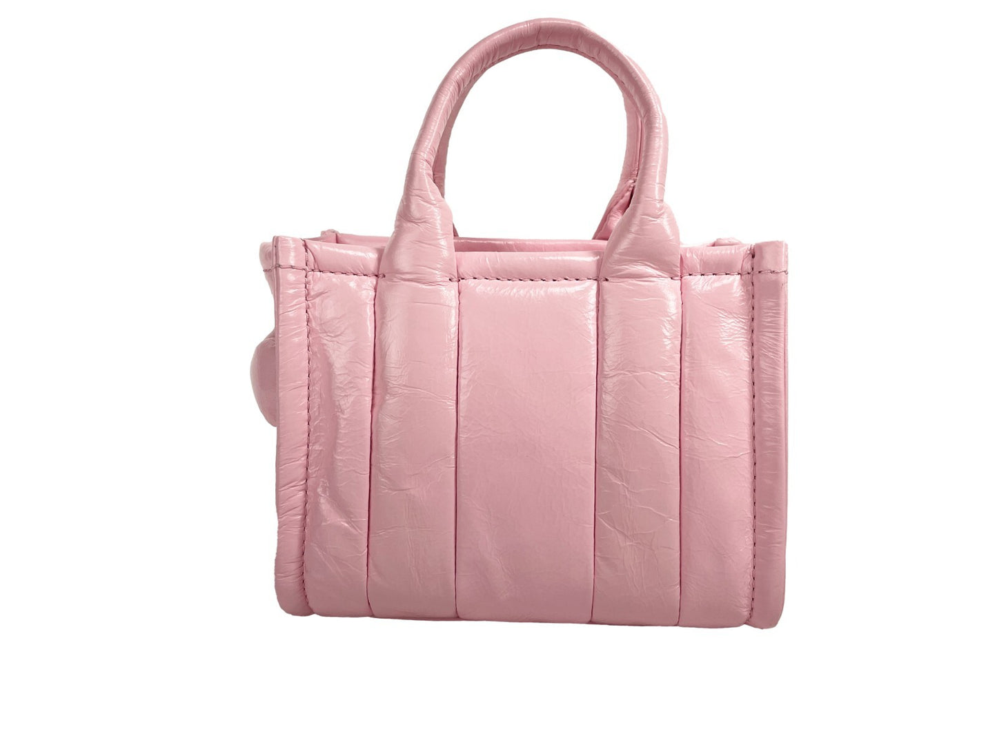 Sac croisé Marc Jacobs The Shiny Crinkle Micro Tote en cuir bulles rose