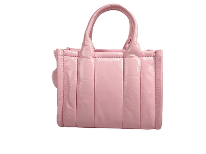 Sac croisé Marc Jacobs The Shiny Crinkle Micro Tote en cuir bulles rose