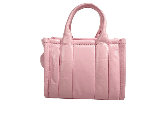 Sac croisé Marc Jacobs The Shiny Crinkle Micro Tote en cuir bulles rose