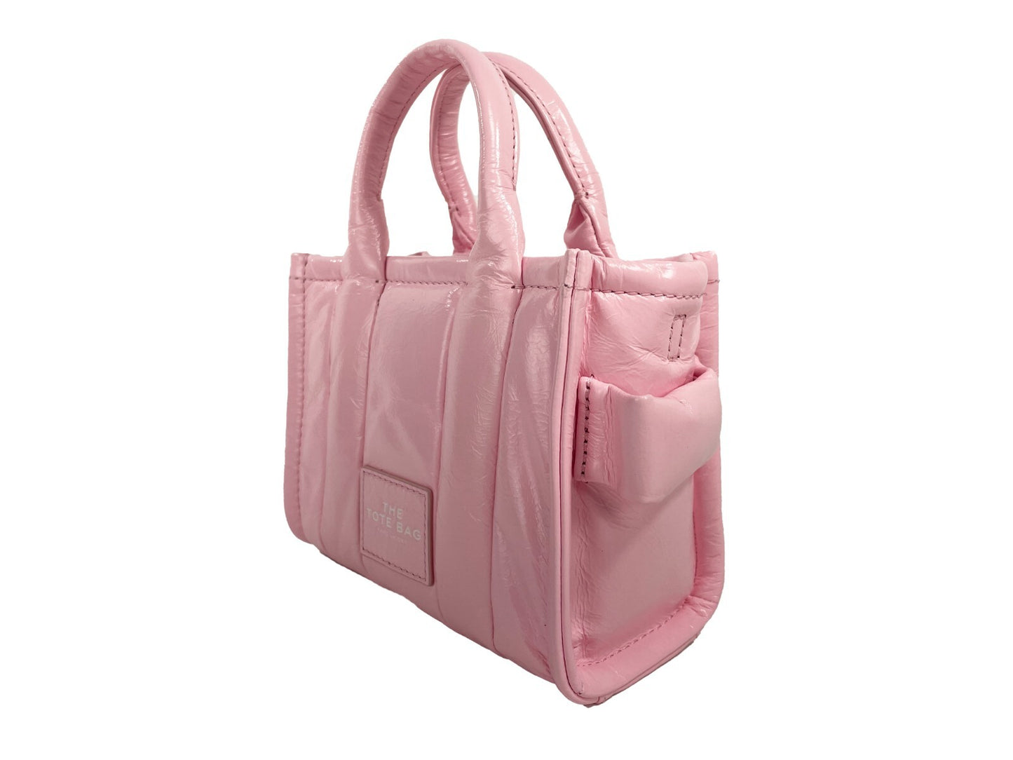 Sac croisé Marc Jacobs The Shiny Crinkle Micro Tote en cuir bulles rose