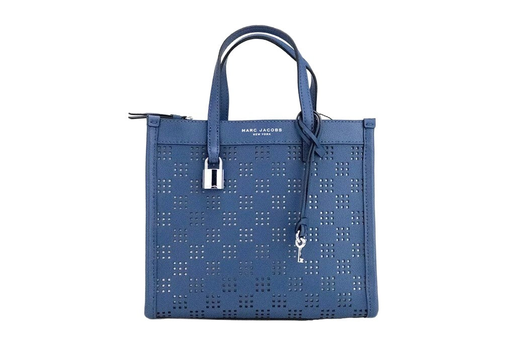 Marc Jacobs Mini Grind Perforated Leather Crossbody Bag Blue Sea