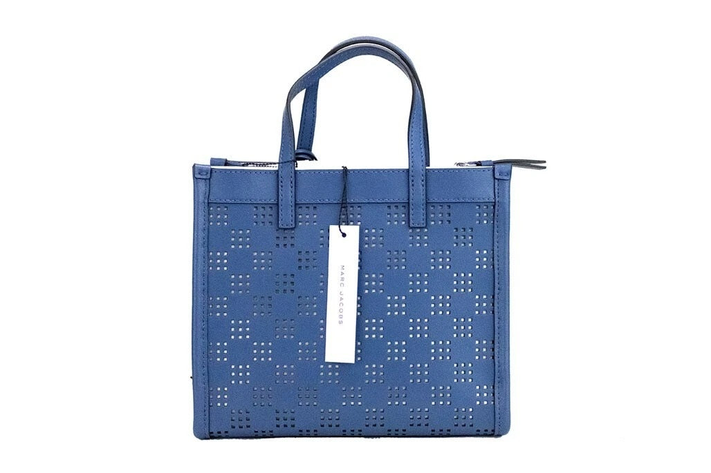 Marc Jacobs Mini Grind Perforated Leather Crossbody Bag Blue Sea