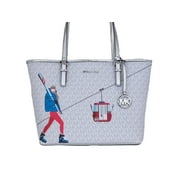 Michael Kors Jet Set Travel Girls Bolso Tote Mediano Signature Carryall Blanco MK