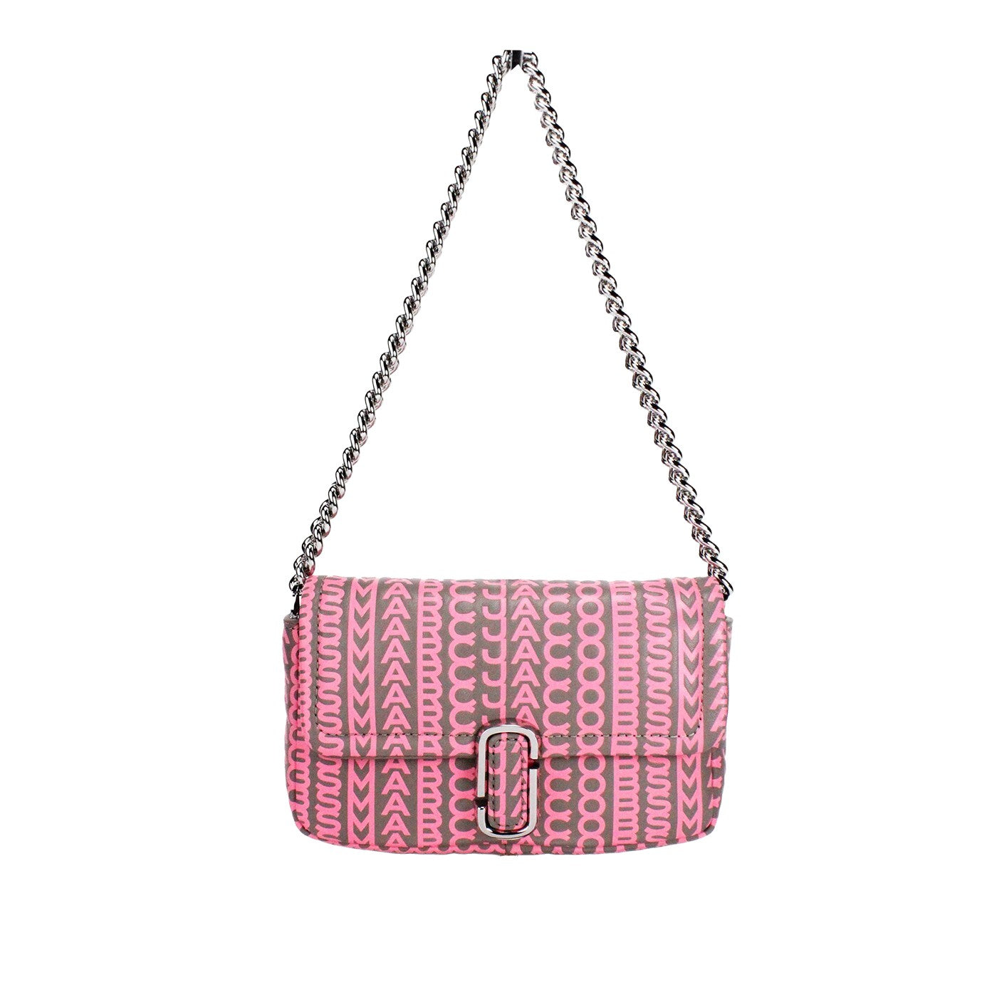 Bolso Bandolera Marc Jacobs En Cuero Rosa Neón Estilo J Marc Monograma