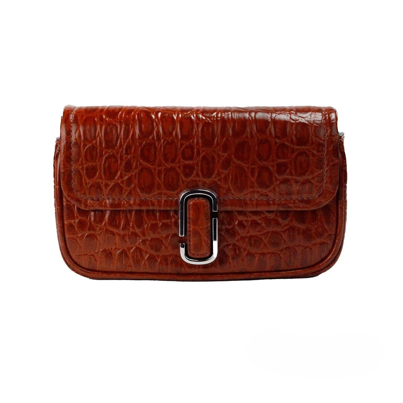 Sac bandoulière Marc Jacobs The Mini Shoulder Bag en cuir embossé marron épicé