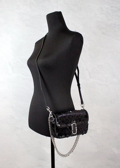 Sac à bandoulière Marc Jacobs The Mini J Marc en sequins noirs
