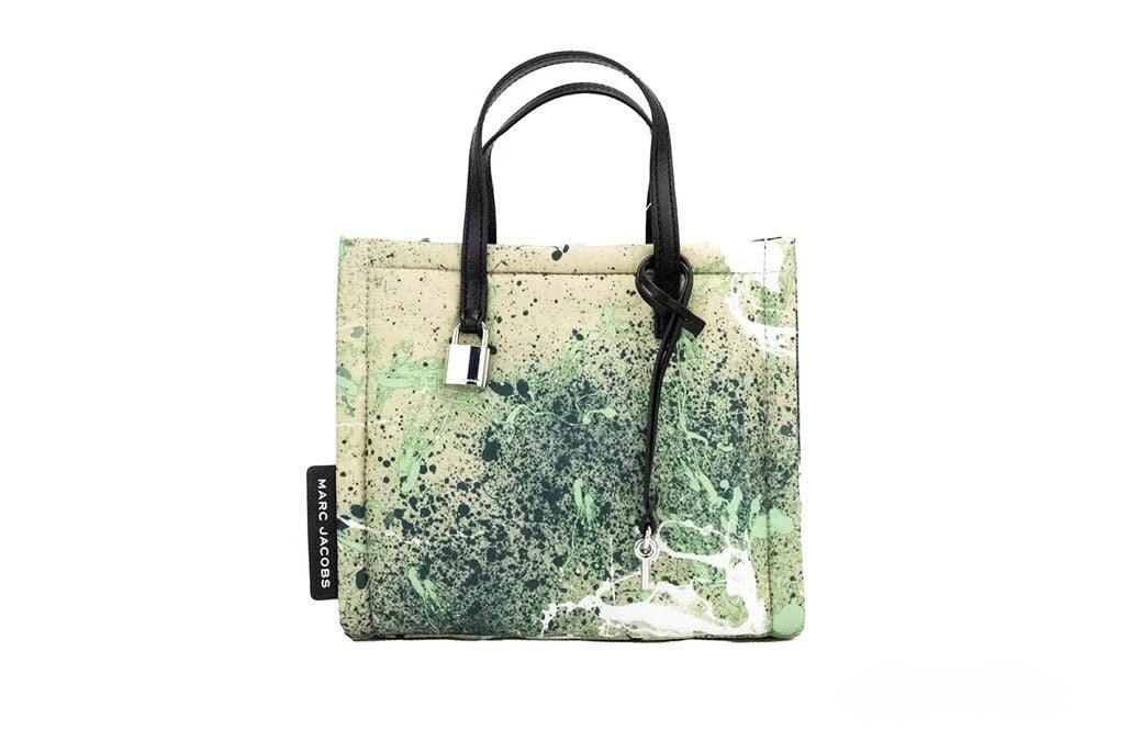 Bolso de mano cruzado de nailon con estampado de salpicaduras de pintura multicolor verde Marc Jacobs Mini