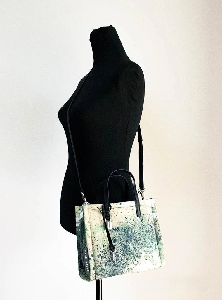 Bolso de mano cruzado de nailon con estampado de salpicaduras de pintura multicolor verde Marc Jacobs Mini