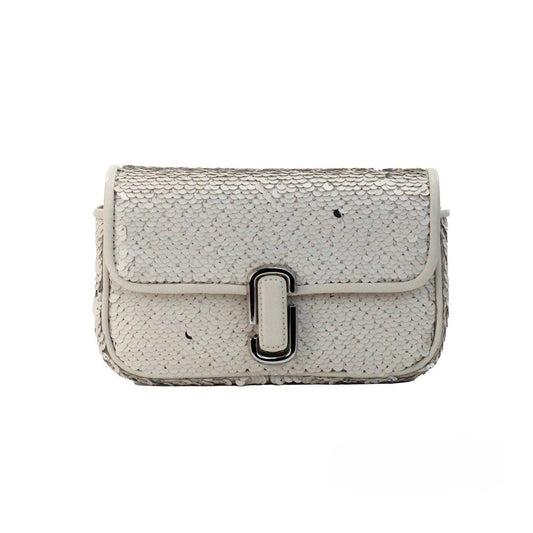 Marc Jacobs El bolso de hombro mini J Marc con lentejuelas en crema