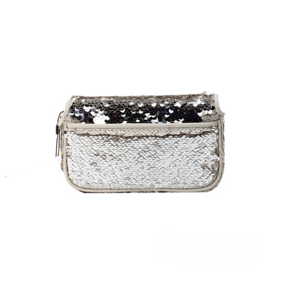 Sac porté épaule Marc Jacobs The Mini J Marc en sequins crème