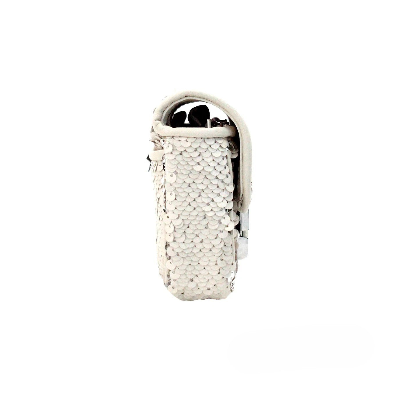 Sac porté épaule Marc Jacobs The Mini J Marc en sequins crème