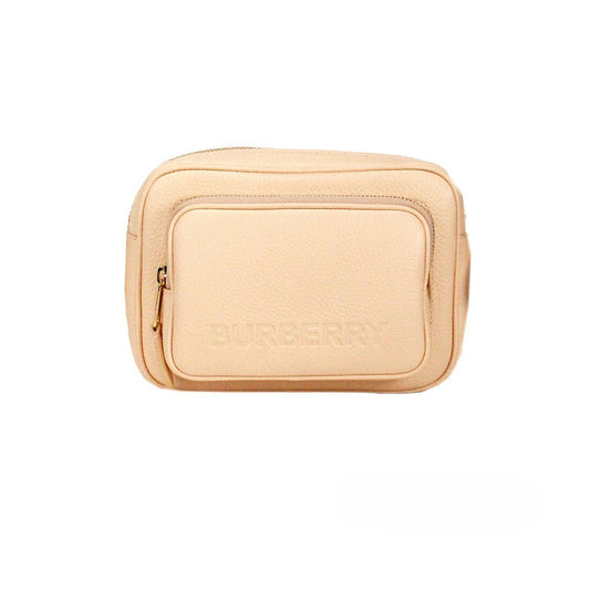 Bolso cruzado para cámara Burberry pequeño en piel granulada rosa melocotón con marca