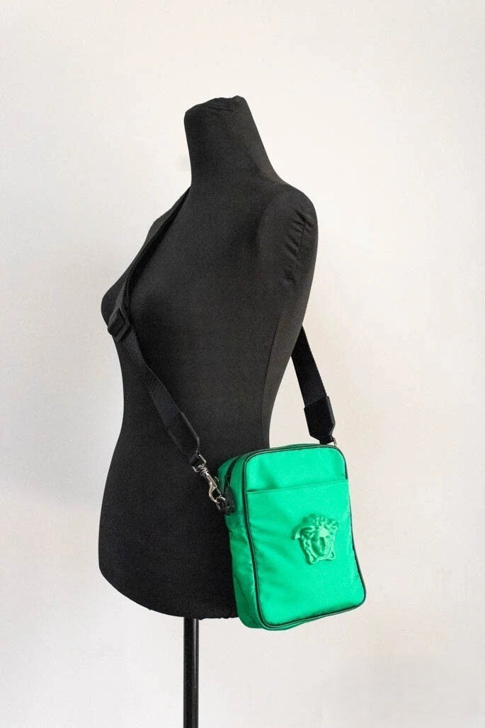 Versace Small Medusa Crossbody Bag Bright Green Nylon
