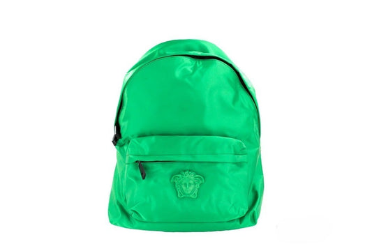 Mochila Medusa Versace grande de nailon verde brillante con correa al hombro