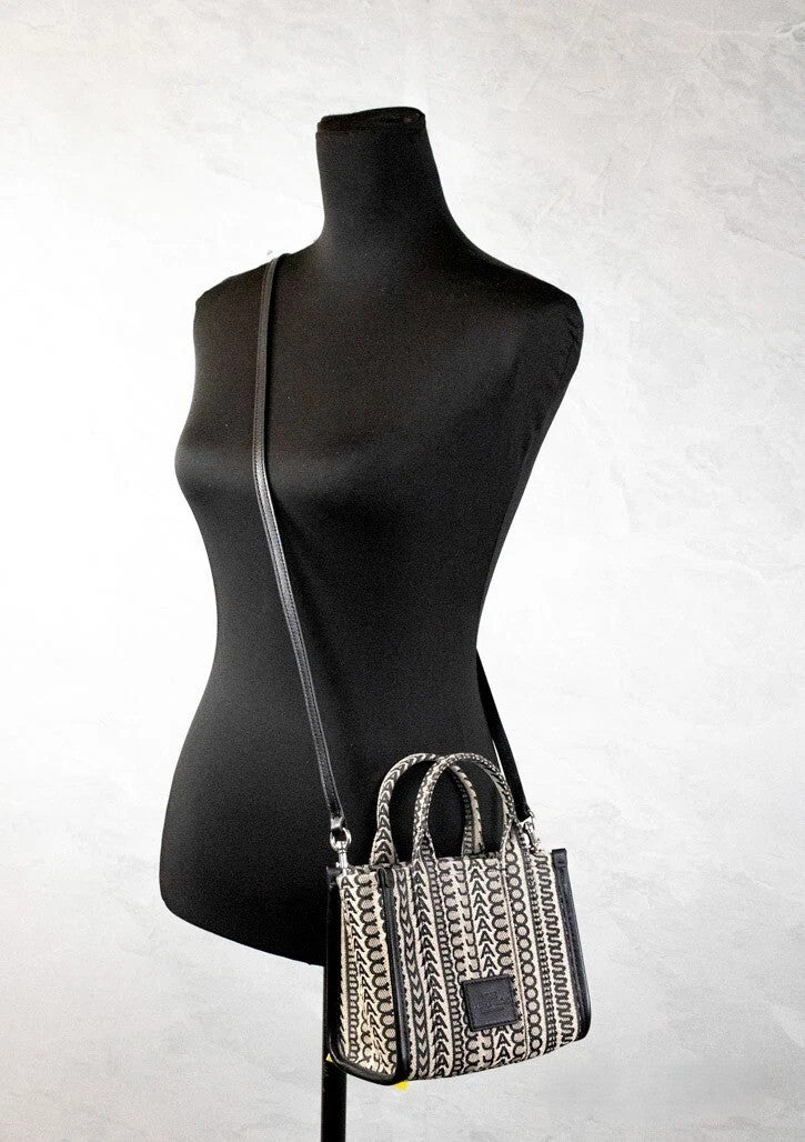 Marc Jacobs The Monogram Beige Woven Jacquard Canvas Mini Crossbody Bag