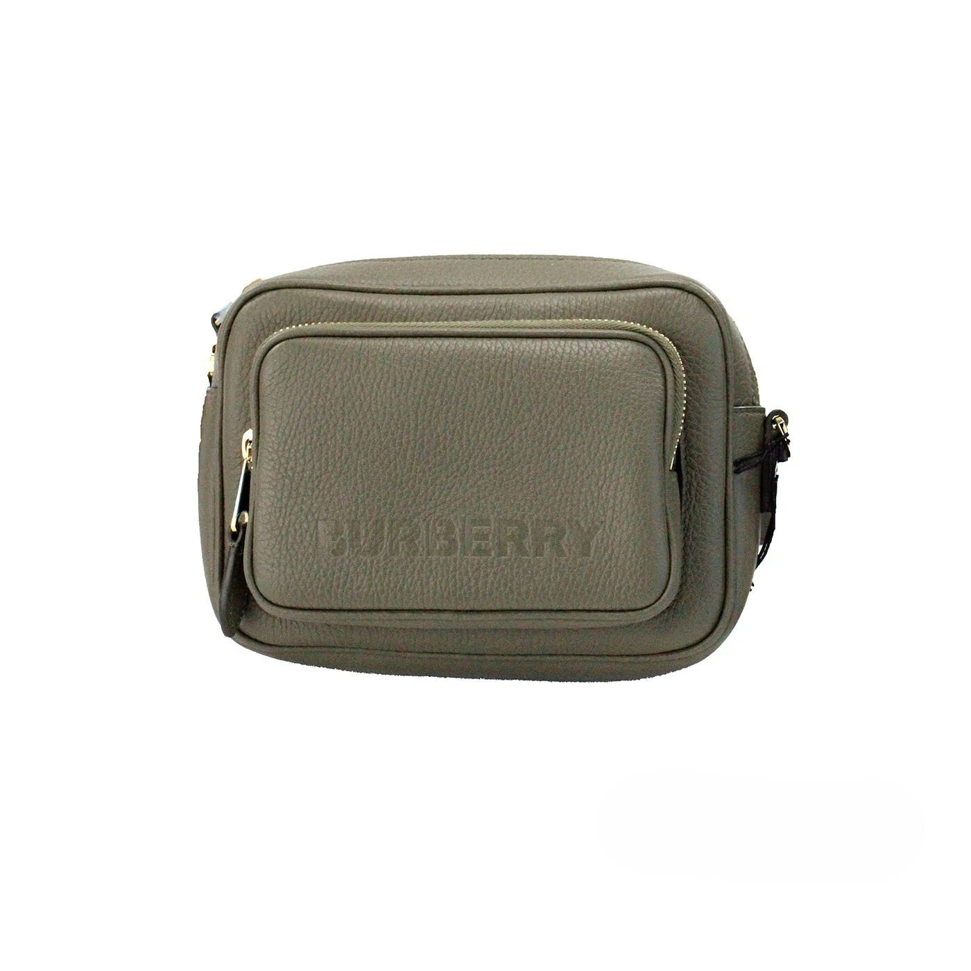 Bolso Bandolera Pequeño para Cámara Burberry de Piel Granulada Verde Helecho Oscuro con Logotipo