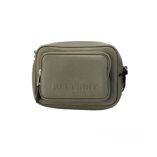 Bolso Bandolera Pequeño para Cámara Burberry de Piel Granulada Verde Helecho Oscuro con Logotipo