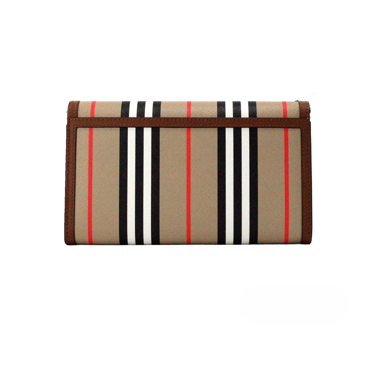 Burberry Hannah Icon Stripe Archive Tan E-canvas Wallet with Shoulder Strap