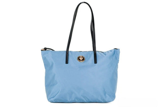 Sac cabas Versace Portuna Medusa Medium en nylon bleu pissenlit et cuir