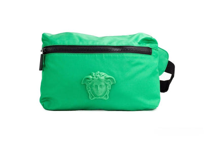 Versace Bolso Cinturón Pequeño Verde Brillante Nylon Acabado Mate Motivo Medusa