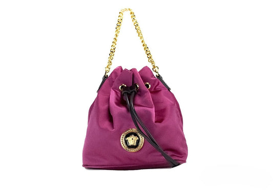 Bolso Bandolera Versace Pequeño Dahlia Nylon con Colgante Medusa y Cadena