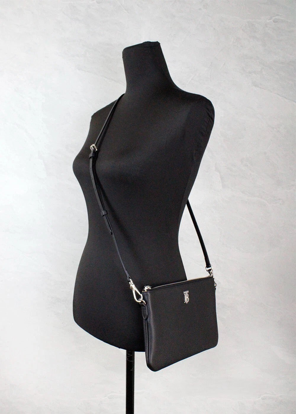 Burberry Peyton Monogram Black Leather Crossbody Bag