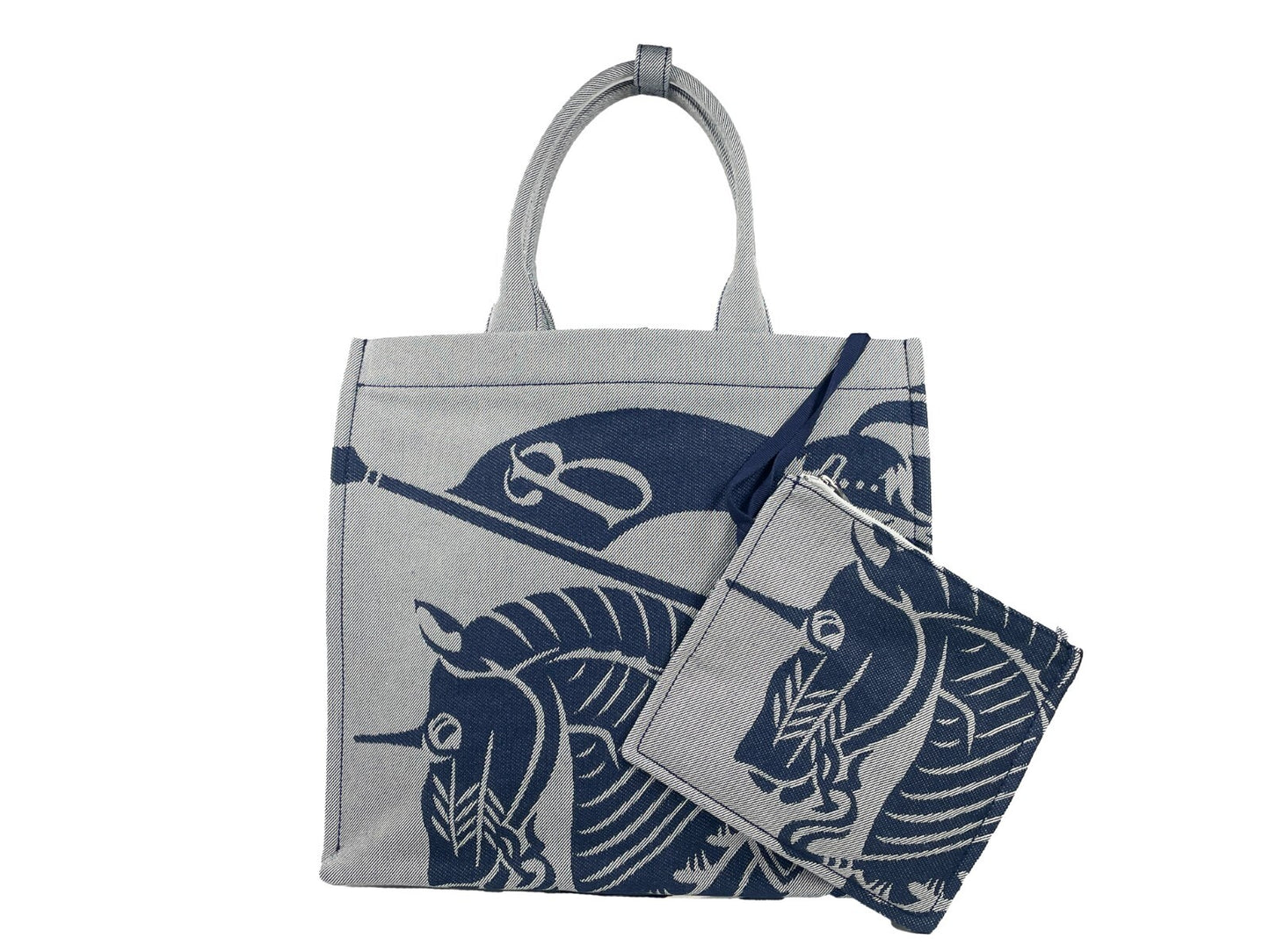 Bolso tote Burberry Navy EKD de lona con monedero