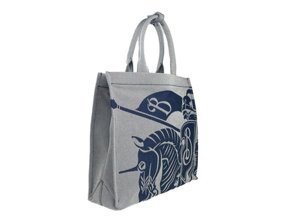 Bolso tote Burberry Navy EKD de lona con monedero