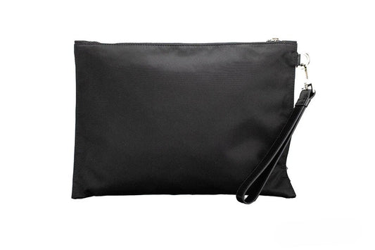 Bolso de mano/muñequera convertible Medusa grande de tela de nylon negra Versace