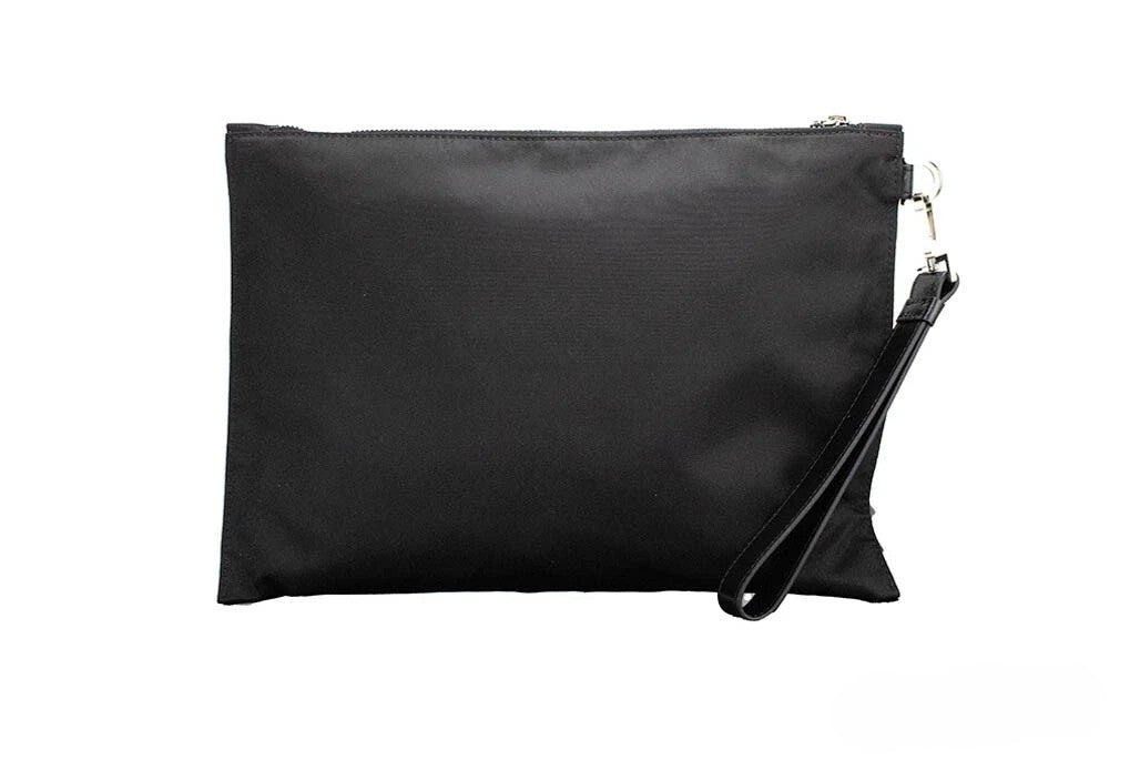 Bolso de mano/muñequera convertible Medusa grande de tela de nylon negra Versace