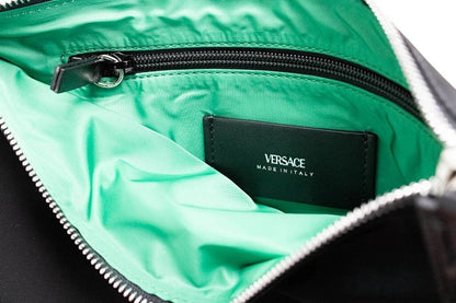 Bolso de mano/muñequera convertible Medusa grande de tela de nylon negra Versace
