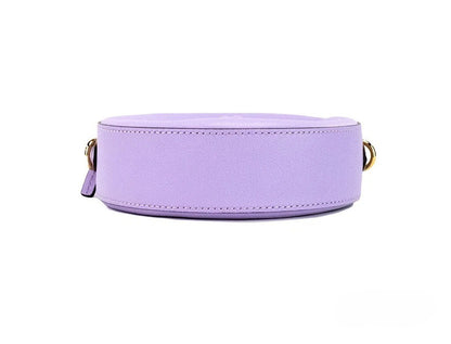 Versace Round Disco Crossbody Bag in Lilac Grained Leather