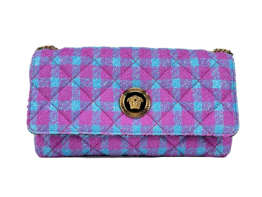 Bolso bandolera mediano de lana y lúrex de Versace