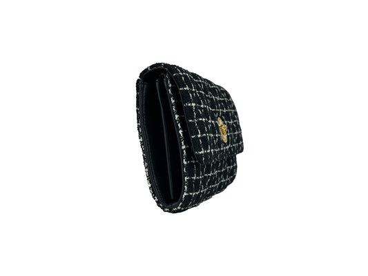 Cartera Versace con cadena, de tela negra, bolso cruzado