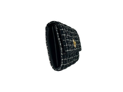 Cartera Versace con cadena, de tela negra, bolso cruzado
