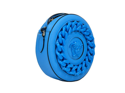 Sac bandoulière rond disco Versace - Style caméra en cuir