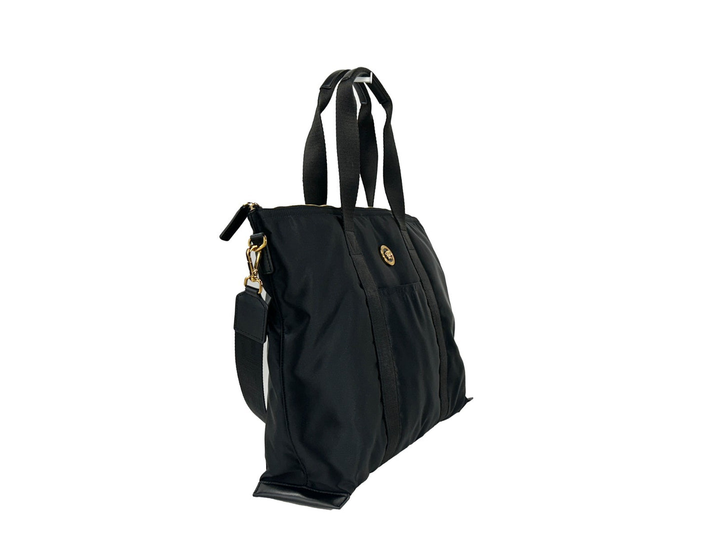 Bolso tote de hombro Versace La Medusa de tela de nylon negra