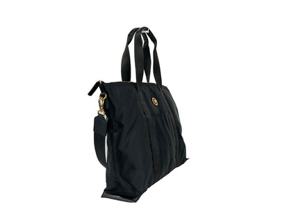 Bolso tote de hombro Versace La Medusa de tela de nylon negra