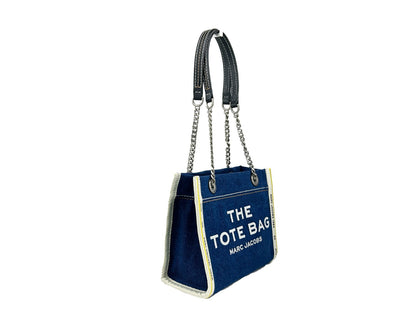 Sac The Tote Petit format en denim avec chaîne Marc Jacobs