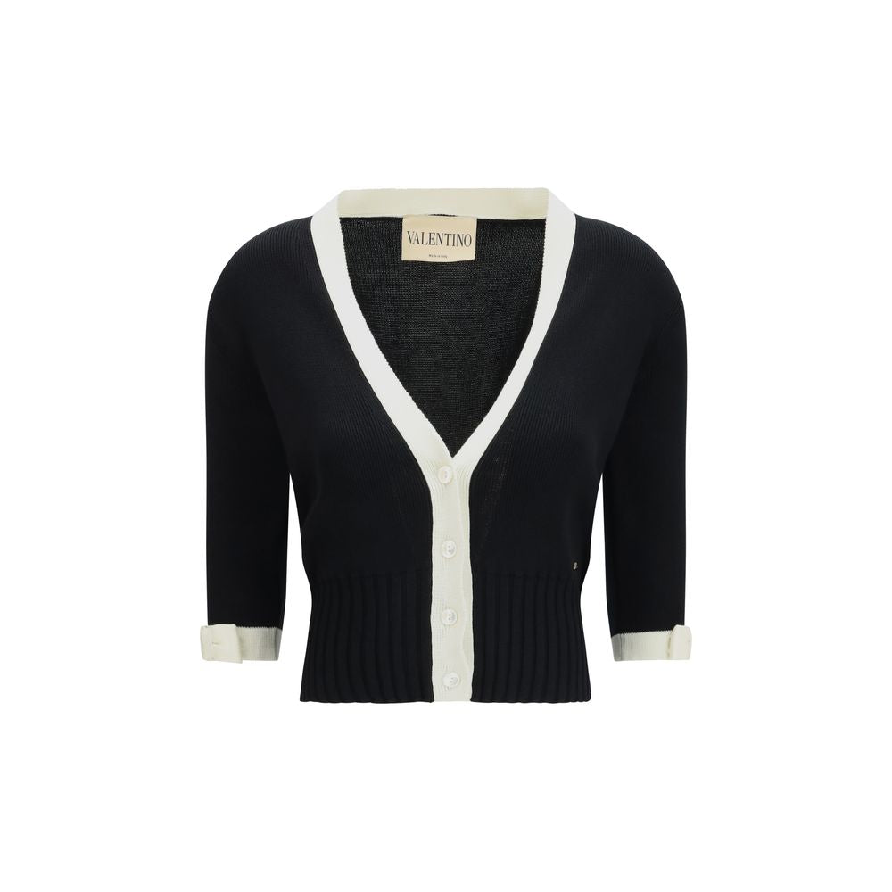 Valentino Garavani Black Cotton Cardigan - Timeless Design