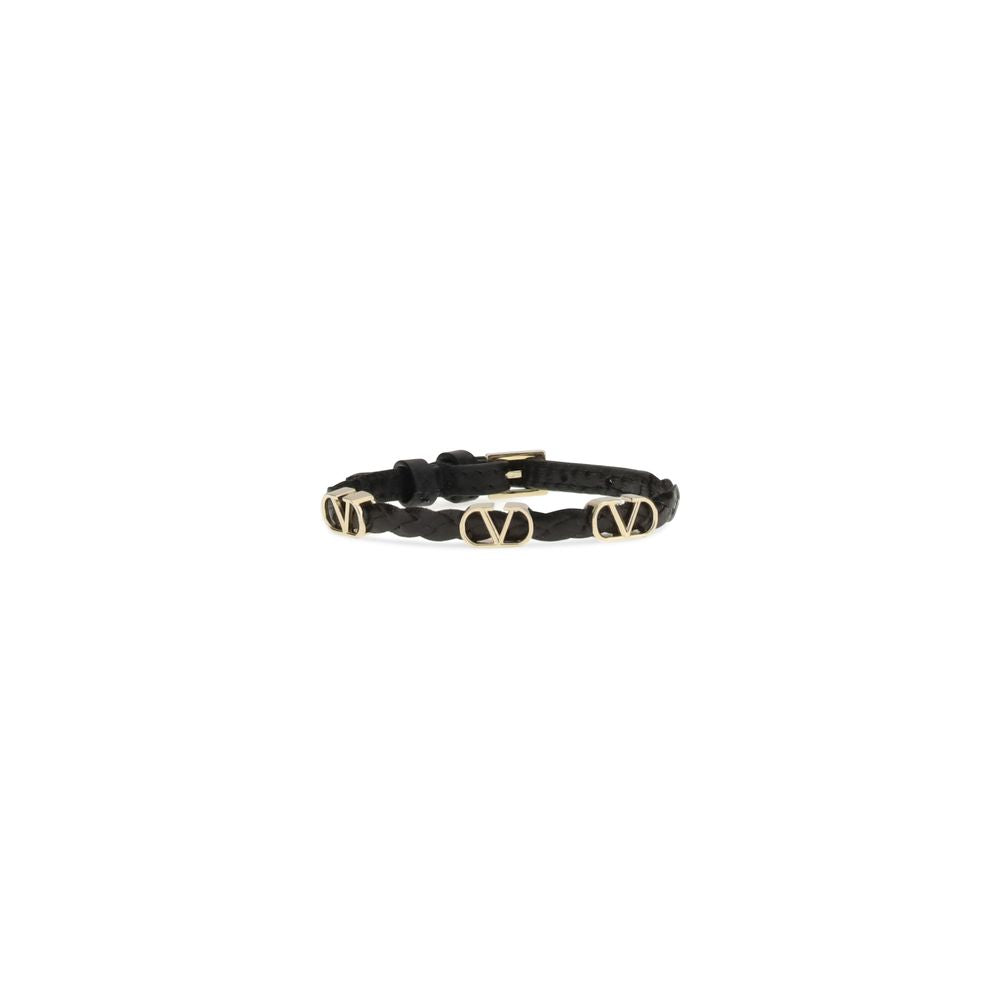 Bracelet Valentino Garavani en cuir noir Bos Taurus