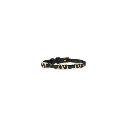 Bracelet Valentino Garavani en cuir noir Bos Taurus