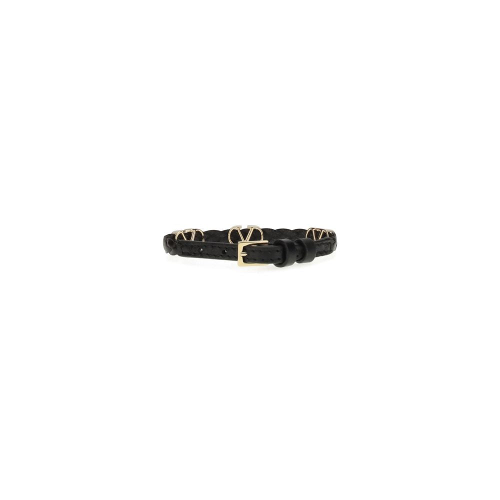 Bracelet Valentino Garavani en cuir noir Bos Taurus