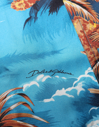 Chemise hawaïenne Dolce & Gabbana en sergé de soie bleu à imprimé graphique