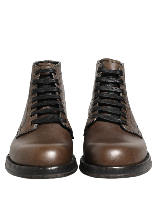 Dolce & Gabbana Brown Perugino Leather Men's Ankle Boots