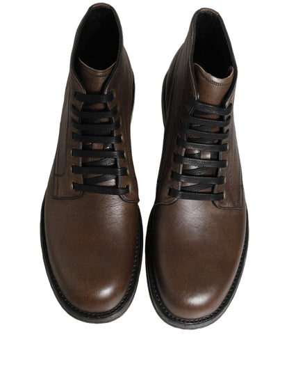Dolce & Gabbana Bottines Homme Perugino Cuir Marron