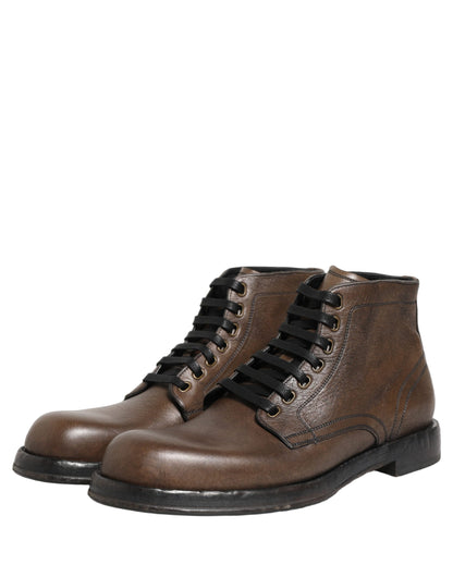 Dolce & Gabbana Bottines Homme Perugino Cuir Marron